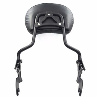 HTT adjustable Flat Black Backrest Sissy Bar w/ Leather pad w/ Hollow-out Mounting Plate For ALL YEAR Harley Davidson Touring FLHR- Road King FLHX- Street Glide (NEED DOCKING,SOLD SEPARATELY)