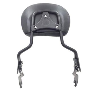 HTT adjustable Flat Black Backrest Sissy Bar w/Leather pad w/Skull Mounting Plate For ALL YEAR Harley Davidson Touring FLHR- Road King FLHX- Street Glide (NEED DOCKING,SOLD SEPARATELY)