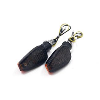 HTTMT- 1 Pair LED Motorcycle Dual Sport Turn Signal Light Smoke Lens Compatible with Most Suzuki Kawasaki Streetbike Sportbike [P/N: MT303-008-CN+SK]