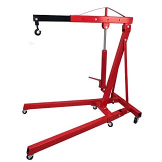 HTTMT- 2 TON Red 4400lb Heavy Duty Engine Motor Hoist Cherry Picker Shop Crane Lift Portable Crane Hydraulic Picker With hooks [P/N: ET-CAR-FIX005-2T-RED]