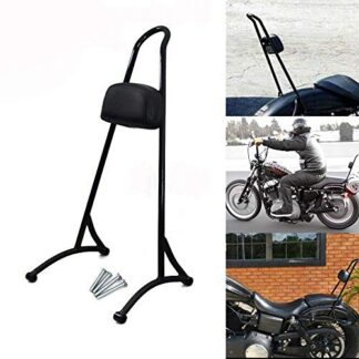 HTTMT 20" Tall Sissy Bar For 2004-2017 Harley Sportster Nightster Iron 883 1200 Backrest Detachable Back Rest Pad With Reflector Gloss Black [P/N:SBB016]