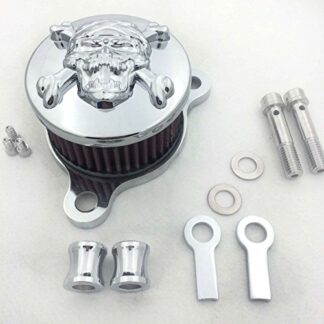 HTTMT 225B-010- Chromed Skull with Cross Bone Air Cleaner Intake Filter System Kit Compatible with Harley Sportster XL883 XL1200 1988-1999 2010 2011 2012 2013 2014 2015