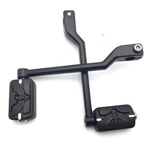 HTTMT 268-011+065A- Matte Black 2 PCs Heel/Toe Shift Lever Gear Shift Foot Lever with Eagle Hawk Groove Shifter Pegs Compatible with Harley FL Softail Touring Trike FLST FLT Road King Street Glide CVO