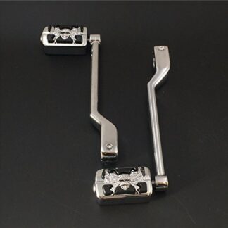 HTTMT 268-011+216-062- Chromed 2 PCs Heel/Toe Shift Lever Gear Shift Foot Lever with Zombie Footpeg Footresr Compatible with Harley FL Softail Touring Trike FLST FLT FLHT Road King Street Glide CVO