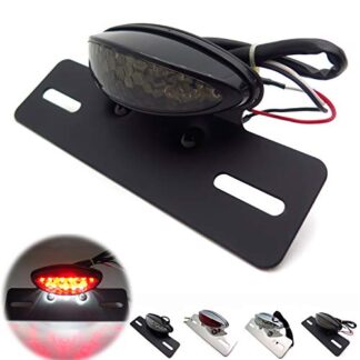 HTTMT 375- Black Smoke LED Integrated Taillight License Plate Light Fender Eliminator Plate Compatible with Street Bike Scooter Cruiser Chopper Dirt Bike ATV off-road Harley Kawasaki Suzuki Yamaha