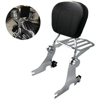 HTTMT ASBB09- Adjustable Detachable Sissy Bar Compatible with 04-UP Harley Sportster Backrest w/Rack Chrome