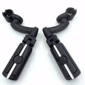 HTTMT- Black Adjustable Peg Mounting Kit Skull Zombie Foot Peg Footrest For Harley Davidson Sportster 883 1200 Street Bob Softail CVO Equipped 1-1/2 inch (1.5") Front Engine Guard