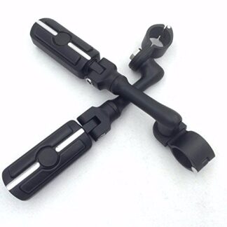 HTTMT- Black Adjustable Peg Mounting Kit Skull Zombie Foot Peg Footrest For Harley Davidson Sportster 883 1200 Street Bob Softail CVO with 1 inch (1") 25mm Front Engine Guard