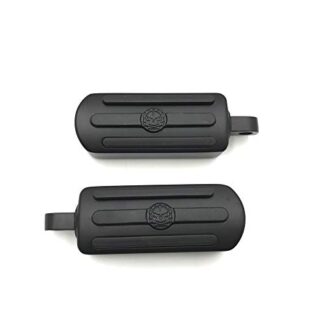 HTTMT-Black New Skull Footpegs Footrest For 1984-2016 Harley Davidson models with male mount-style foot peg support (Wide Glide/Fat Boy/Switchback)