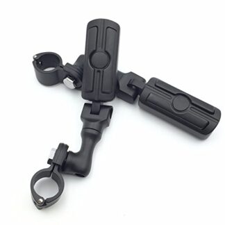 HTTMT- Black Short Angled Adjustable Peg Mounting Kit Skull Zombie Foot Peg Footrest For Harley Sportster 883 1200 Street Bob Softail CVO 1-1/2 inch (1.5") Front Engine Guard