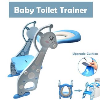 HTTMT- Blue Dear Kids Potty Training Seat w/Step Ladder Toilet Chair for Child Toddler [P/N: ET-BABY001-BLUE]