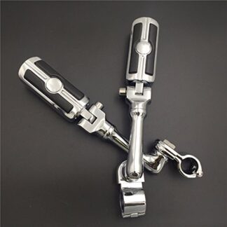 HTTMT- Chrome Adjustable Peg Mounting Kit Skull Zombie Foot Peg Footrest For Harley Davidson Sportster 883 1200 Street Bob Softail CVO with 1 inch (1") 25mm Front Engine Guard