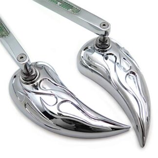 HTTMT- Chrome Coolest LED Turn Signal Mirror Compatible with all Year Harley Touring Dyna Softail Flame Fire Raindrop Style [P/N: MT208+TTT003]