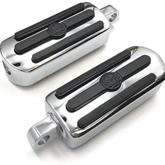 HTTMT- Chrome New Skull Footpegs Footrest For 1984-2016 Harley Davidson models with male mount-style foot peg support (V Rod Muscle/Tri Glide/SuperLow)