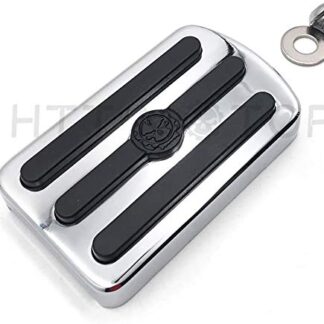 HTTMT- Chrome New Skull Large Brake Pedal Pad For Harley Davidson '12-later Dyna FLD, 86-later FL Softail and '80-later Touring models(V Rod Muscle/Tri Glide/SuperLow)
