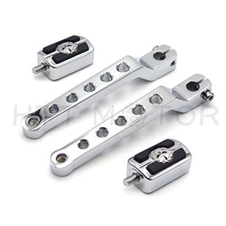 HTTMT- Chrome New Skull Silver Circle Cut Heel/Toe Shift Lever w/Shifter For Harley 1986-later FL Softail/ 1988-later Touring/ 2008-later Trike
