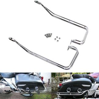 HTTMT- Chrome Saddlebag Twin Rail Guard Support Kit For 2009-2013 Harley Touring Models