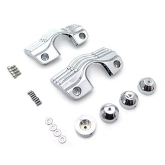 HTTMT- Chrome Slotted Finned Spark Plug Head Bolt Covers Compatible with Harley Touring Part Electra Glides Street Glide Road Kings Trikes Road Glides FLT [P/N: MT454]