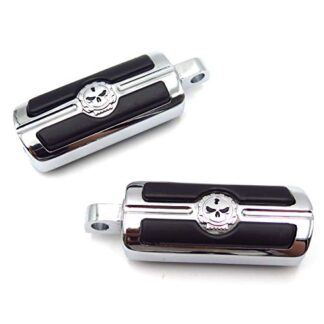 HTTMT- Chromed New 2pcs Motorcycle Skull Footrest Foot Pegs for 1984-2014 Harley Davidson