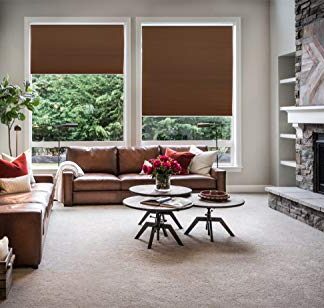 HTTMT- Coffee Honeycomb Cordless Cellular Shades Privacy & Light Filtering Cordless Blackout Cellular Shades Home Decorative Window Blinds - 40" W X 48" H