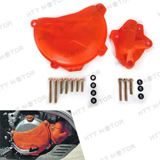HTTMT EC-001+002- Orange Clutch Cover Protection Guard W/Water Pump Protector Compatible with 250 EXC-F 2014-2016/ SX-F 2013-2015 /EXC-F SIX DAYS 2014-2016/ XC-F 2014-2015/ XCF-W 2014-2016
