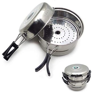HTTMT- ET-Cook001-3PCS Outdoor Camping Cookware Stainless Steel Cooking Picnic Bowl Pot Pan Set