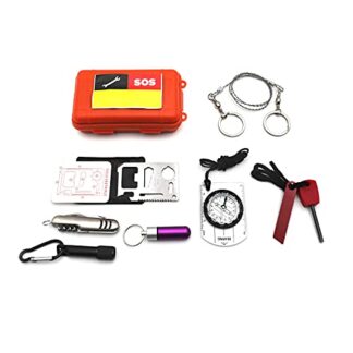 HTTMT- Emergency Gear Tools Box 8 in 1 SOS Help Outdoor Sport Camping Hiking Portable Foldable Survival Kit [P/N: ET-OUTDOOR001-RAW]