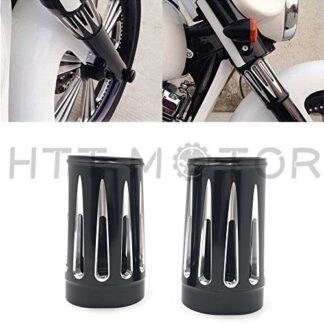 HTTMT FC002- Deeply cut US Black Fork Boot Set Slide Cow Bells Compatible with Harley Street Glide 14-17