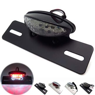 HTTMT - For Harley Yamaha Suzuki Kawasaki Motorcycle Clear LED Integrated Tail Brake Running with Turn Signal License Plate Light Fender Eliminator Plate Black [P/N: MT375-BK+CL]