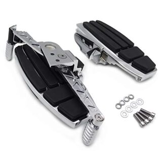 HTTMT- Front Driver Floorboard & Screws Kit Compatible With Goldwing 01-17 GL1800 13-16 F6B 14-15 Valkyrie Chrome [P/N: MT216-130]