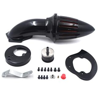 HTTMT- Gloss Black Bullet Air Cleaner Intake Kit Compatible With VTX1300 VTX 1300 1986-2012 [P/N: MT225B-002]