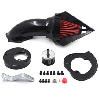 HTTMT- Gloss Black Diamond Air Cleaner Intake Kit Compatible With VTX1300 VTX 1300 1986-2012 [P/N: MT225C-002]