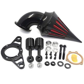 HTTMT- Glossy Black Spike Air Cleaner Intake Compatible with Harley 01-07 Softail 04-07 Dyna 02-07 Touring [P/N: MT226]