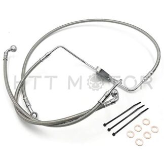 HTTMT HBA003-I- Stainless Brake Line Kit +10" Compatible with 08-13 Harley Touring 12"Monkey Handlebars Chrome