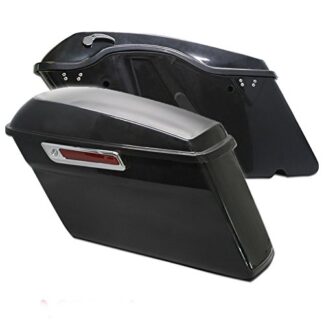 HTTMT HL1584-01P+SBLK01 Unpainted Black Saddlebag Trunk W/Lib One Touch Latch Lock Hardware Kit Compatible with 2014-2016 Harley Davidson Touring Models