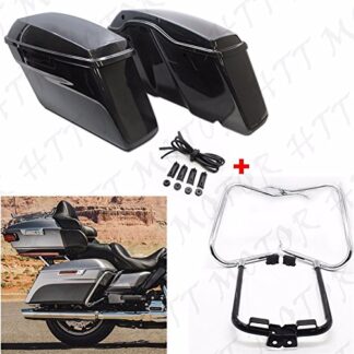 HTTMT HL1584-01P+SG04- Unpainted Saddlebags w/Bracket Guard Bars Compatible with '14-'16 Harley Touring Road King