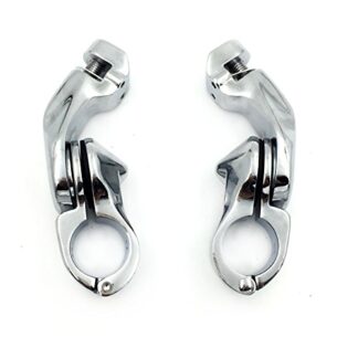 HTTMT Kit 111- Chrome 2.5 Inches Short Angled Adjustable Highway Foot Peg Mount Kit Compatible with 1.25 Inches (1-1/4 Inches) Engine Guard (Kawasaki VULCAN/Suzuki BOULEVARD M90)