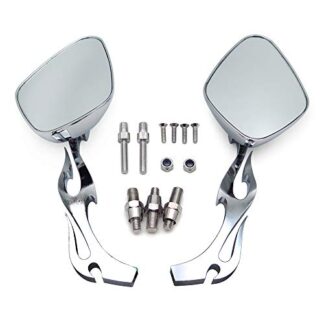HTTMT MT025+TTT004- Flame Stem Style Rear View Side Mirror Compatible with Suzuki GSXR 600 750 1000 1100 Hayabusa