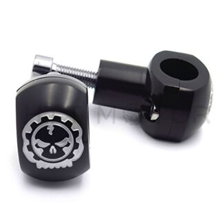 HTTMT MT030-017A- Black 25mm Diameter Skull Handlebar Risers Compatible with 1" Handlebars Suzuki Yamaha Kawasaki Ducati Harley Cruisers with detachable Bar mounts V-star Road Star Shadow