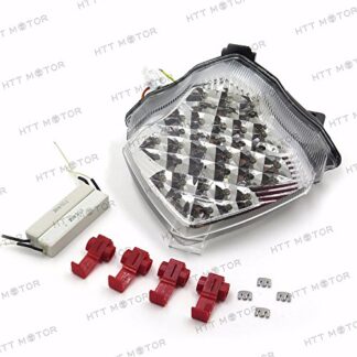 HTTMT MT041A- Led Tail Brake Light Turn Signals Compatible with Yamaha Yzf R1 Yzfr1 Yzf-R1 2004-2006 Clear