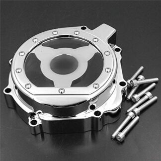 HTTMT MT051A- Billet Aluminum Engine Stator Cover See Through Compatible with 2004-2005 Suzuki GSXR 600 750/2003-2004 Suzuki GSXR1000 Chrome Left