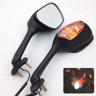 HTTMT MT057-MBK+SM(ZX) Black Smoke Lens Integrated Turn Signal Mirrors Compatible with 2006-2015 Suzuki GSX-R 600 750 2001-2015 GSX-R 1000