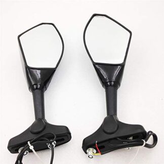 HTTMT MT085- Motorcycle Integrated Led Turn Signals Side Mirrors Compatible with Universal Gloss Black
