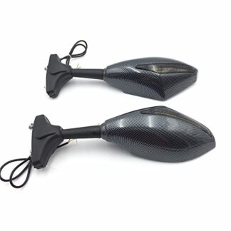 HTTMT MT085A- Motorcycle Blue Led Turn Signal Mirror Carbon Fiber Smoke Compatible with Cbr 125R 150R Suzuki Sv650S Katana Tl1000R