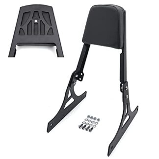 HTTMT MT142-F- Motorcycle Black Flame Backrest Sissy Bar With Leather Pad Compatible with Harley Davidson Softail Flstc Flstf Flstn Flsts FLSTSC FXST FXSTB FXSTS FXSTSB