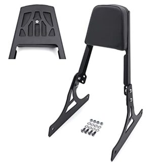 HTTMT MT142- Motorcycle Black Backrest Sissy Bar With Leather Pad Compatible with Harley Davidson Softail Flstc Flstf Flstn Flsts FLSTSC FXST FXSTB FXSTS FXSTSB