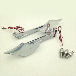 HTTMT MT206- Motorcycle Chrome Diamond Shape LED Turn Signal Integrate Mirrors Compatible with All Kawasaki Suzuki Cruiser Bikes CBR Ninja GSXR Hayabusa