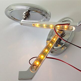 HTTMT MT207+TTT003- New LED Turn signal Oval Racing mirrors fit Compatible with Harley Low Rider V-Rod CHROME