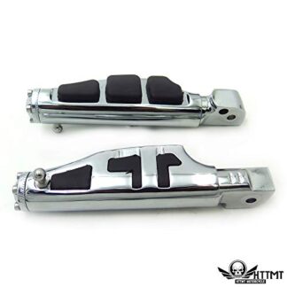 HTTMT MT216-048B+PA003- Chrome Flat Wing Footpegs Compatible with V-Star 1000 650 Royal Star V-Max Virago Stryker