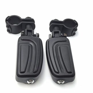 HTTMT MT216-049- Black AirFlow Arrow Foot Rest Footpeg with 1" and 1 1/4" Mounting Bracket Compatible with Harley Davidson Softail Dyna Glide Road King Sportster 883 1200 CVO Street Glide Fat Boy Iron